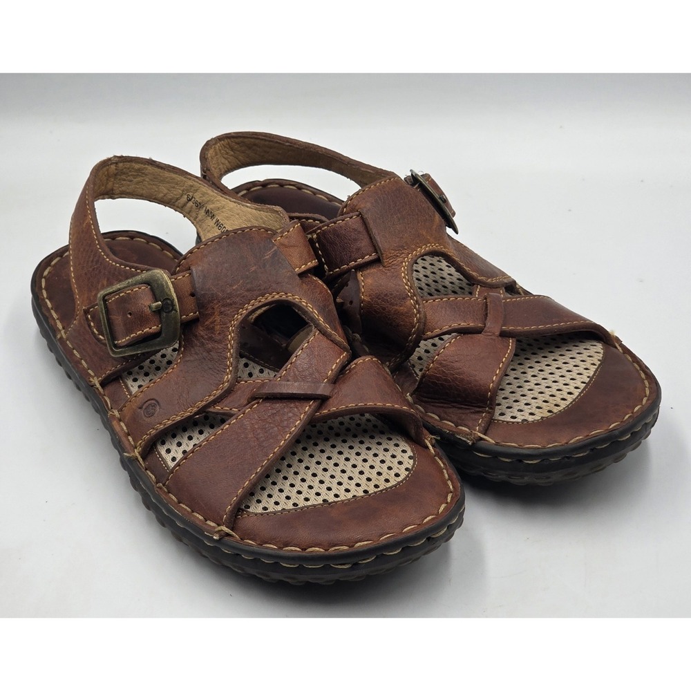 Børn W6083 Women's US 6 Leather Fisherman Sandals Brown Closed Toe EU 36–36.5